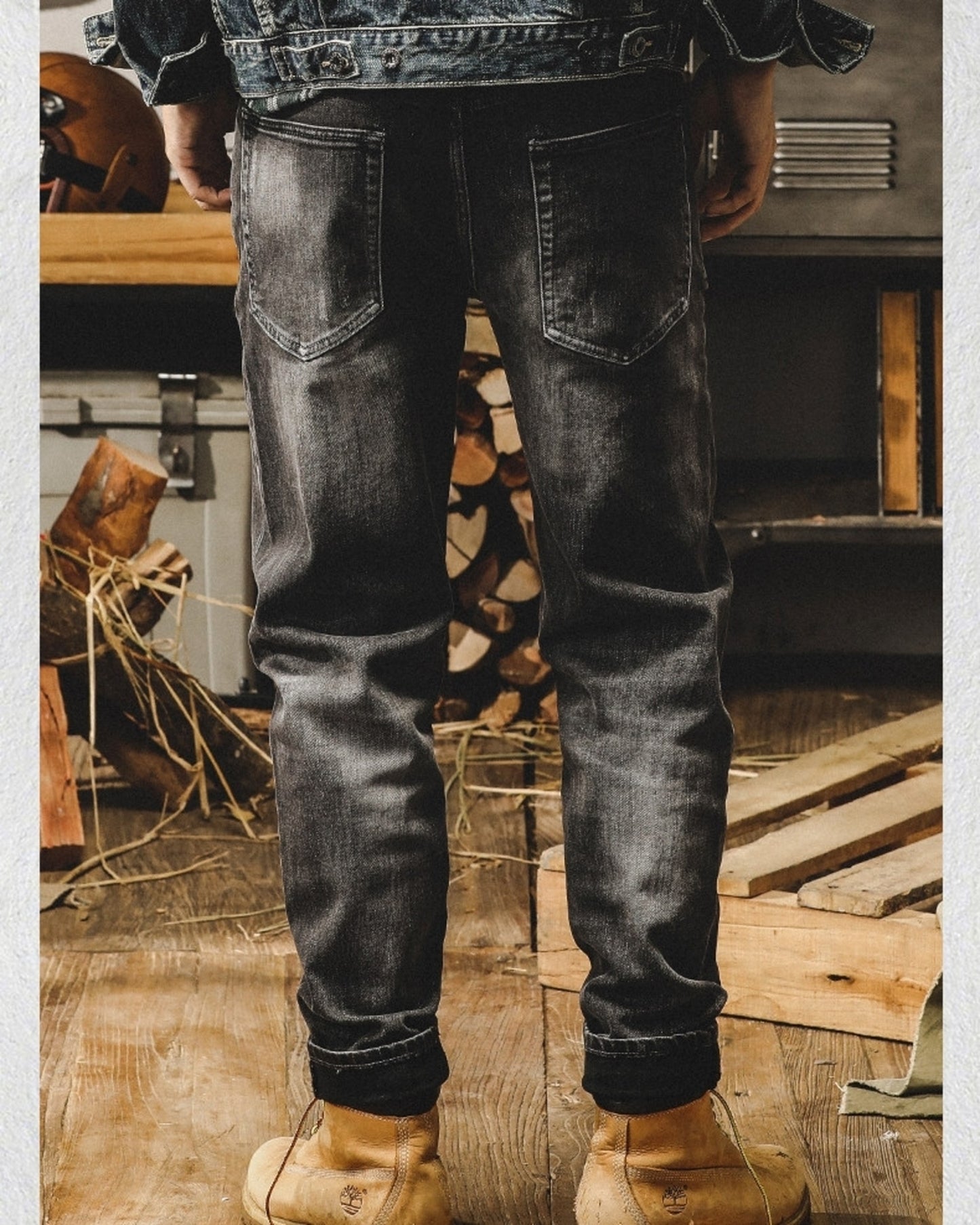 heavy washed straight denim pants 【ACT0179】