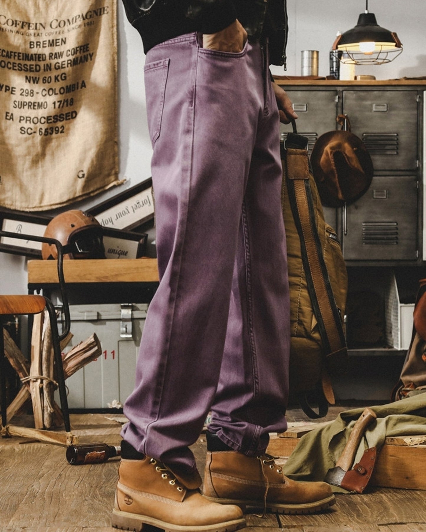 heavy weight loose straight denim pants 10color 【ACT0204】