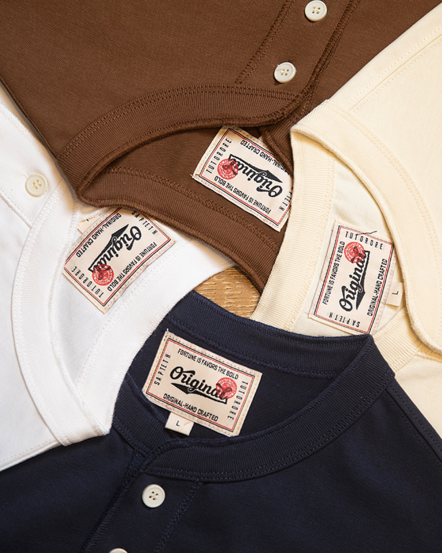 Button detail casual neck t-shirt 4color 【ACT0154】