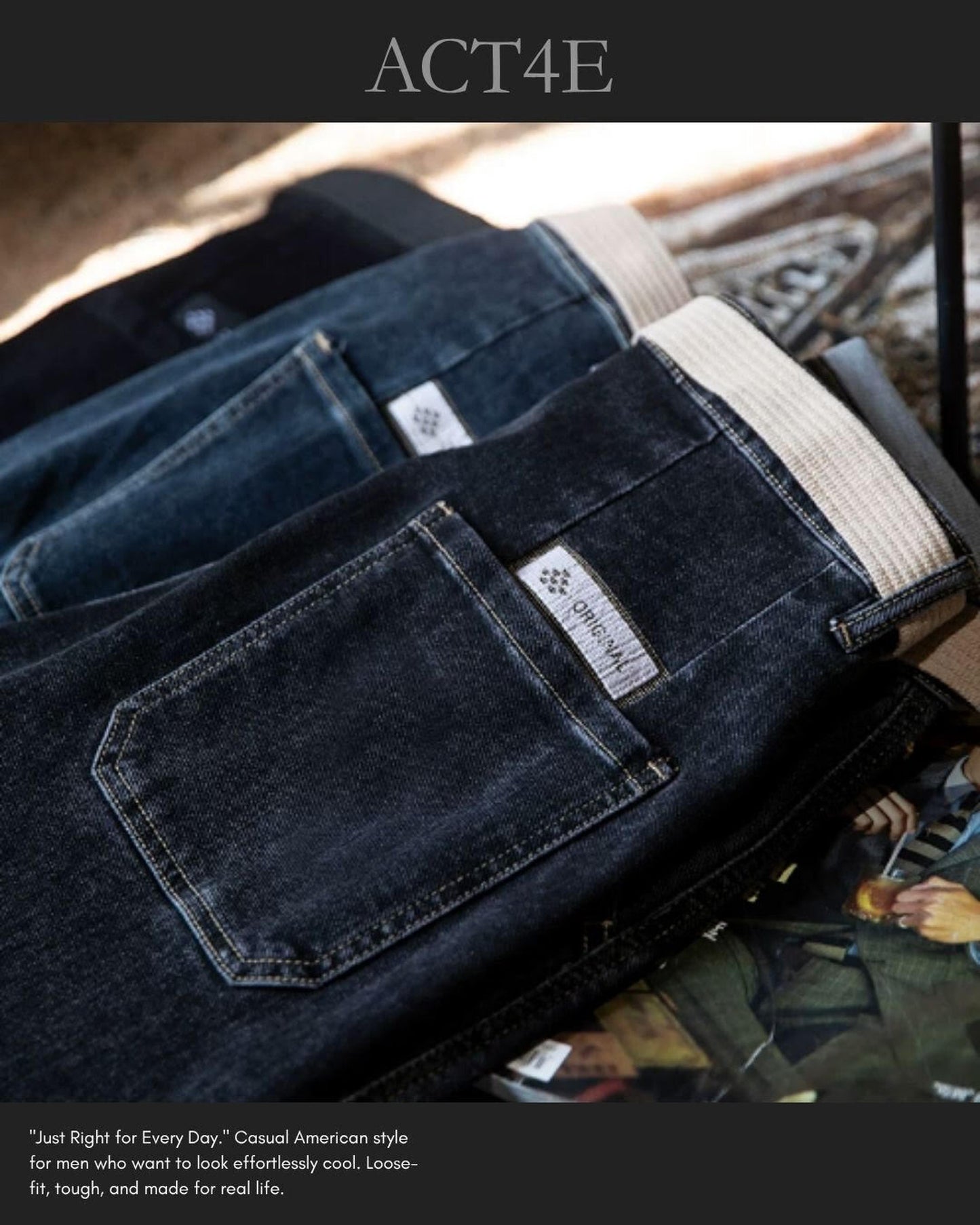 belted wide straight denim pants 2color 【ACT0009】