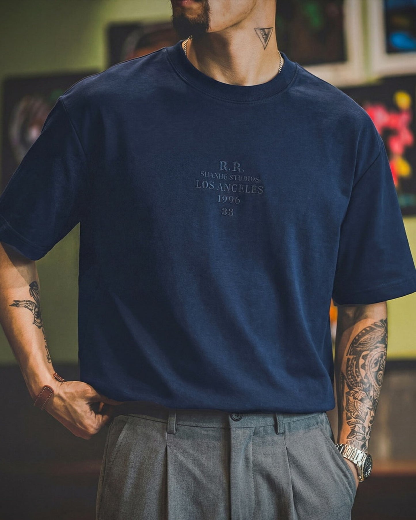 Letter-Embroidery Casual Loose Short-Sleeve T-Shirt 2color 【ACT0073】