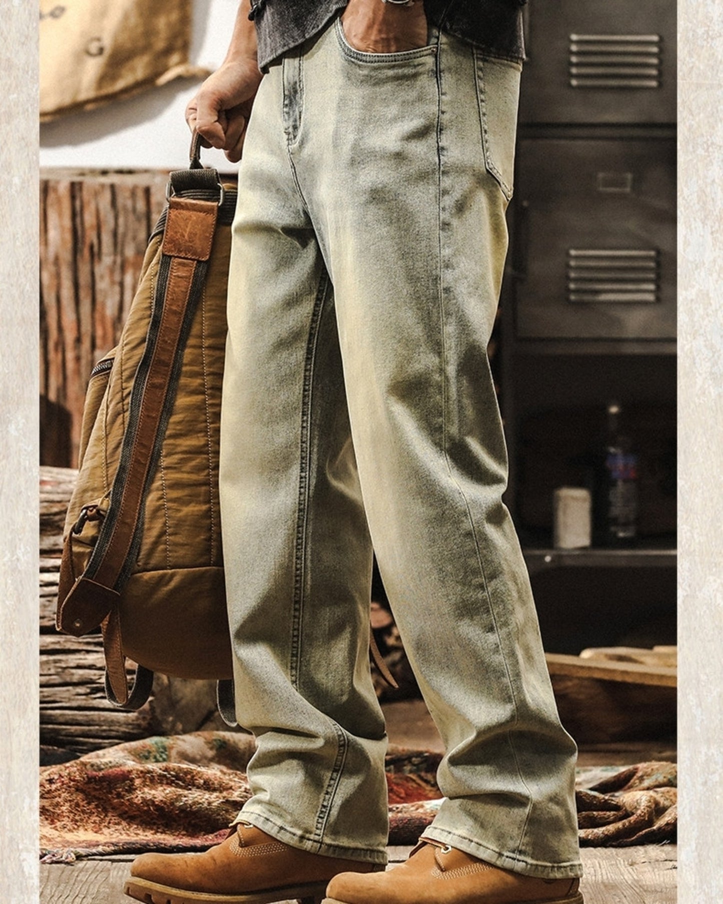 classic damage wash straight denim pants 3colors 【ACT0194】
