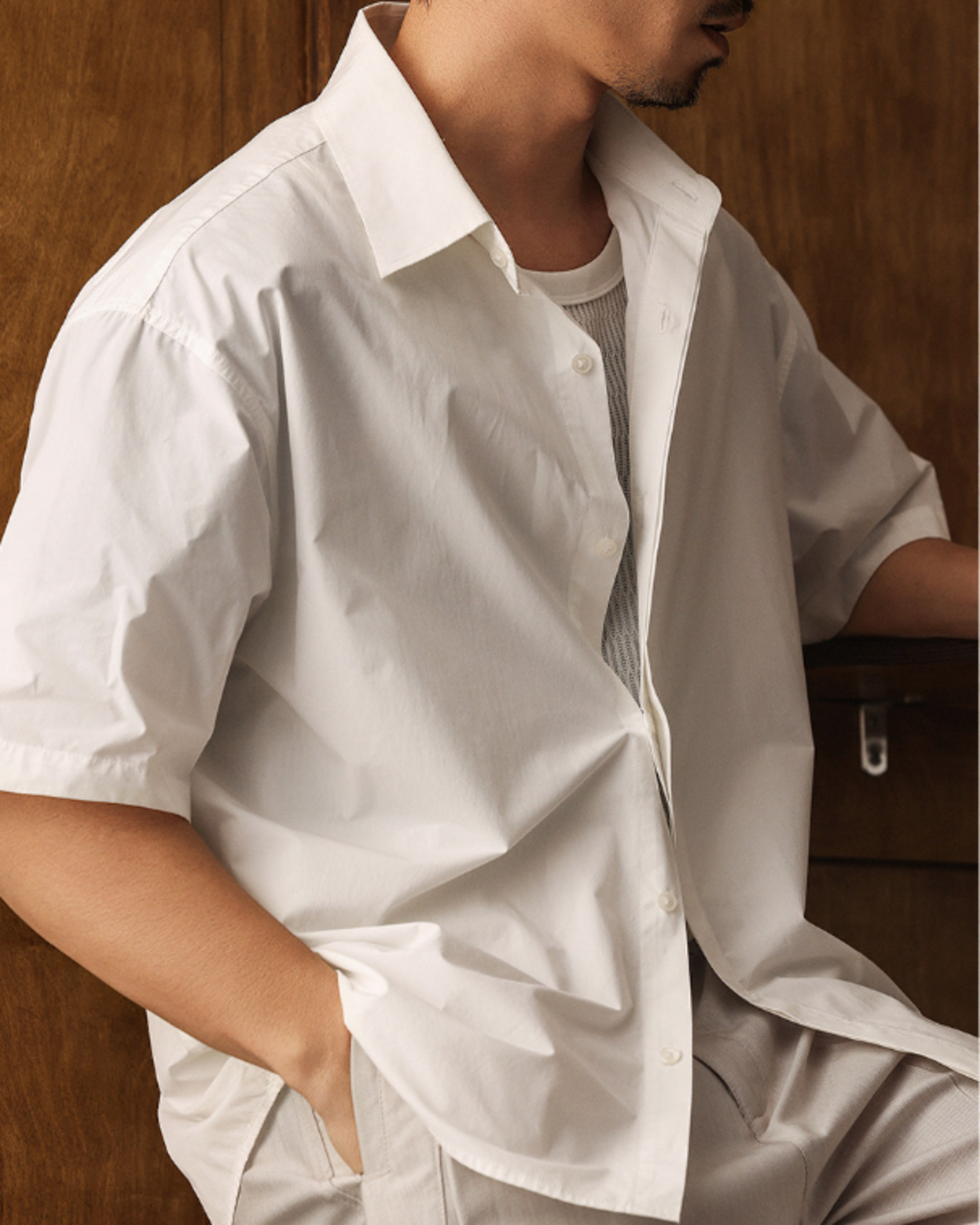 minimalist long-staple short sleeve shirt 【ACT0236】