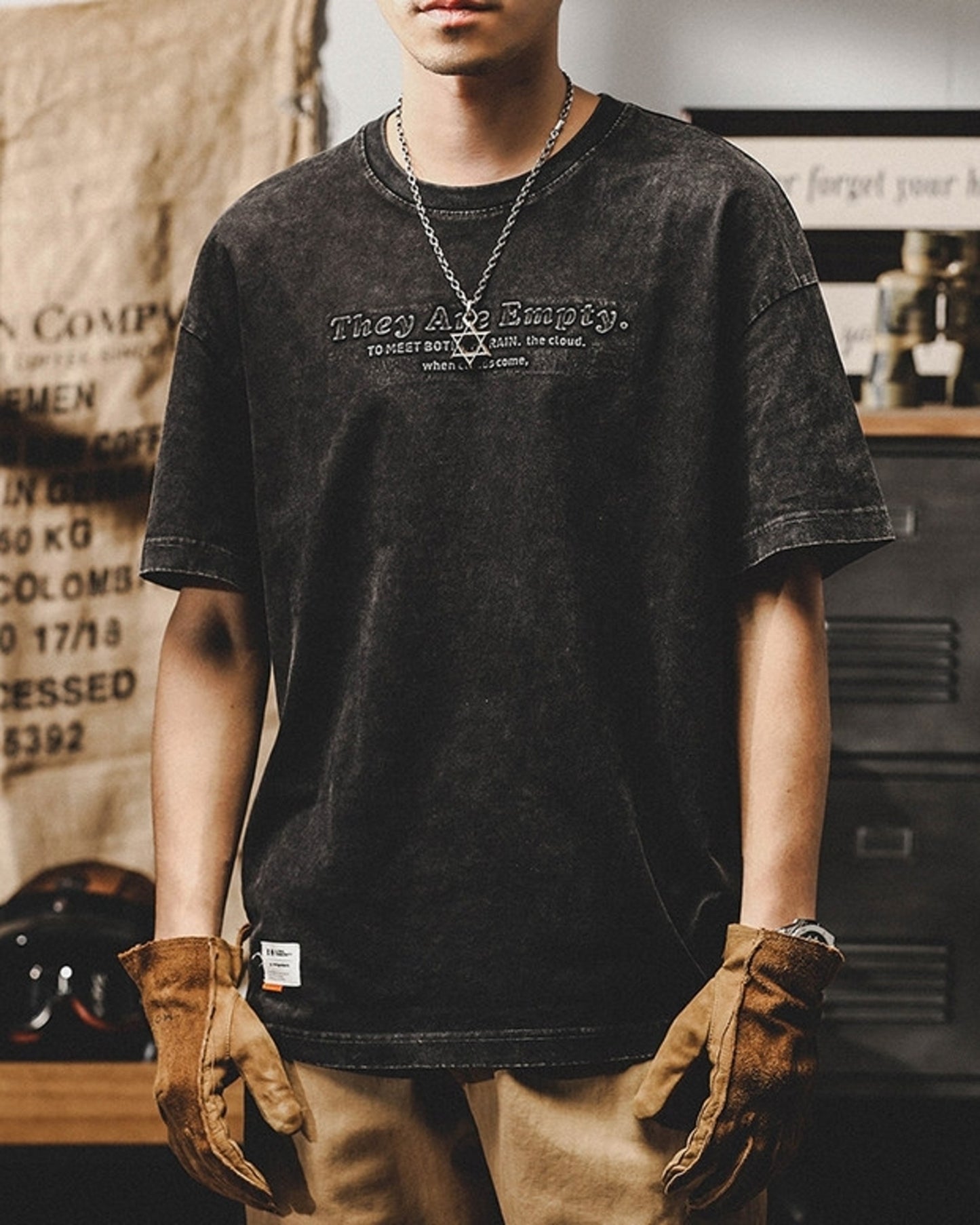 heavy weight embroidered logo short sleeve t-shirt 2color 【ACT0163】