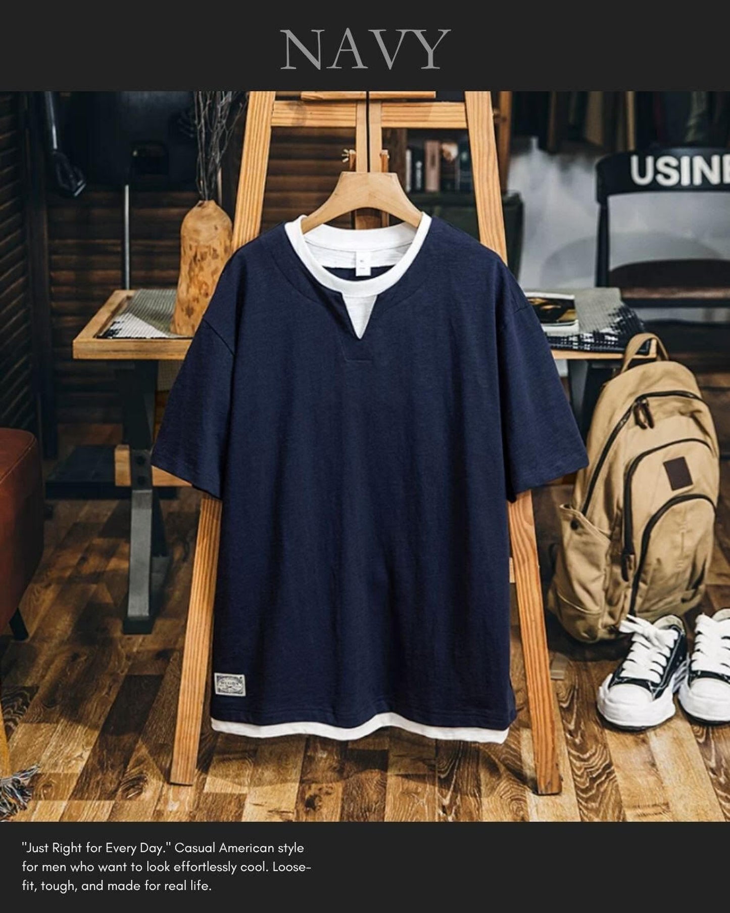 layered style short sleeve t-shirt 2color 【ACT0051】