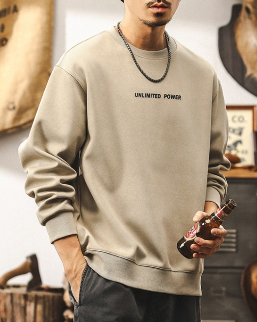【S-4XL】minimalist front logo loose sweatshirt 【ACT0258】