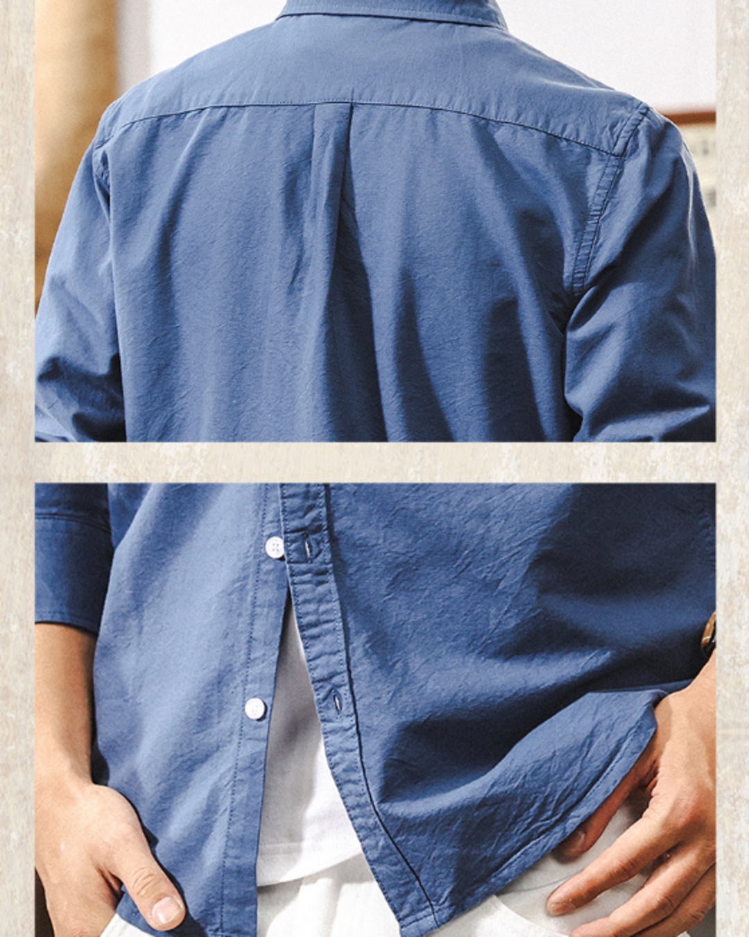 【M-3XL】casual washed solid long sleeve shirt 【ACT0296】