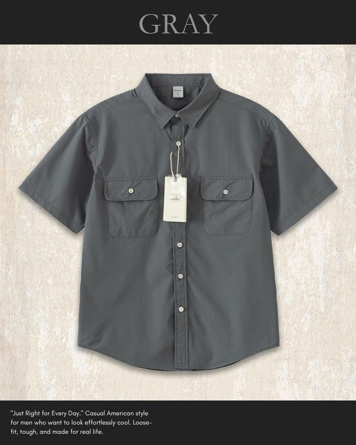 cargo pocket loose short sleeve shirt 3color 【ACT0233】