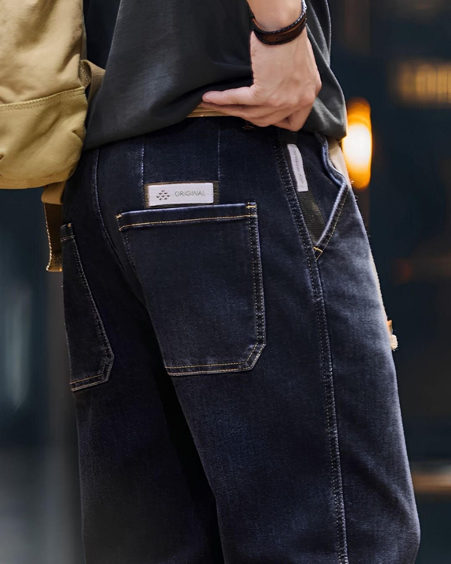 belted wide straight denim pants 2color 【ACT0009】