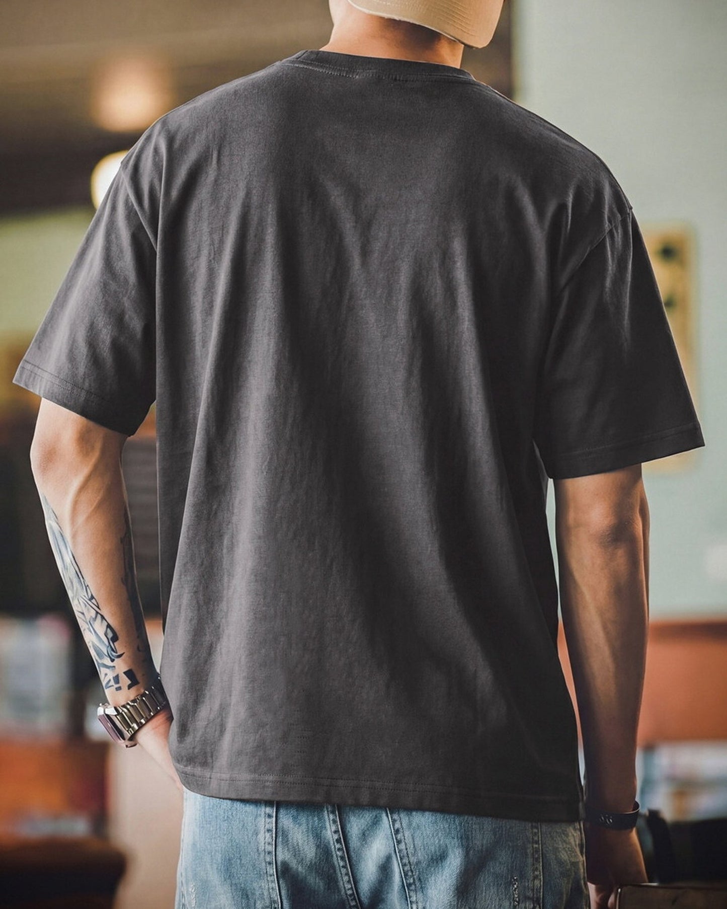 Minimalist Lettering-Embroidered Casual Relaxed T-Shirt 2color 【ACT0104】