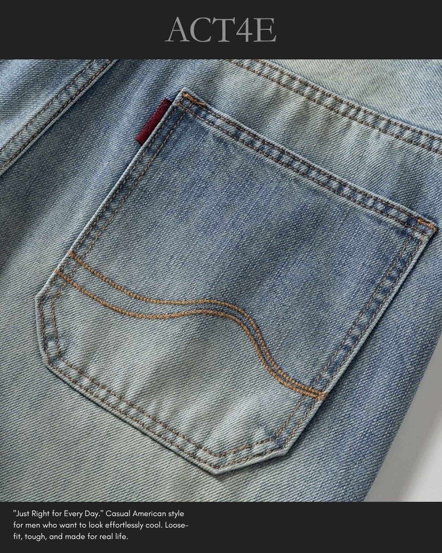 loose straight distressed denim pants 【ACT0187】