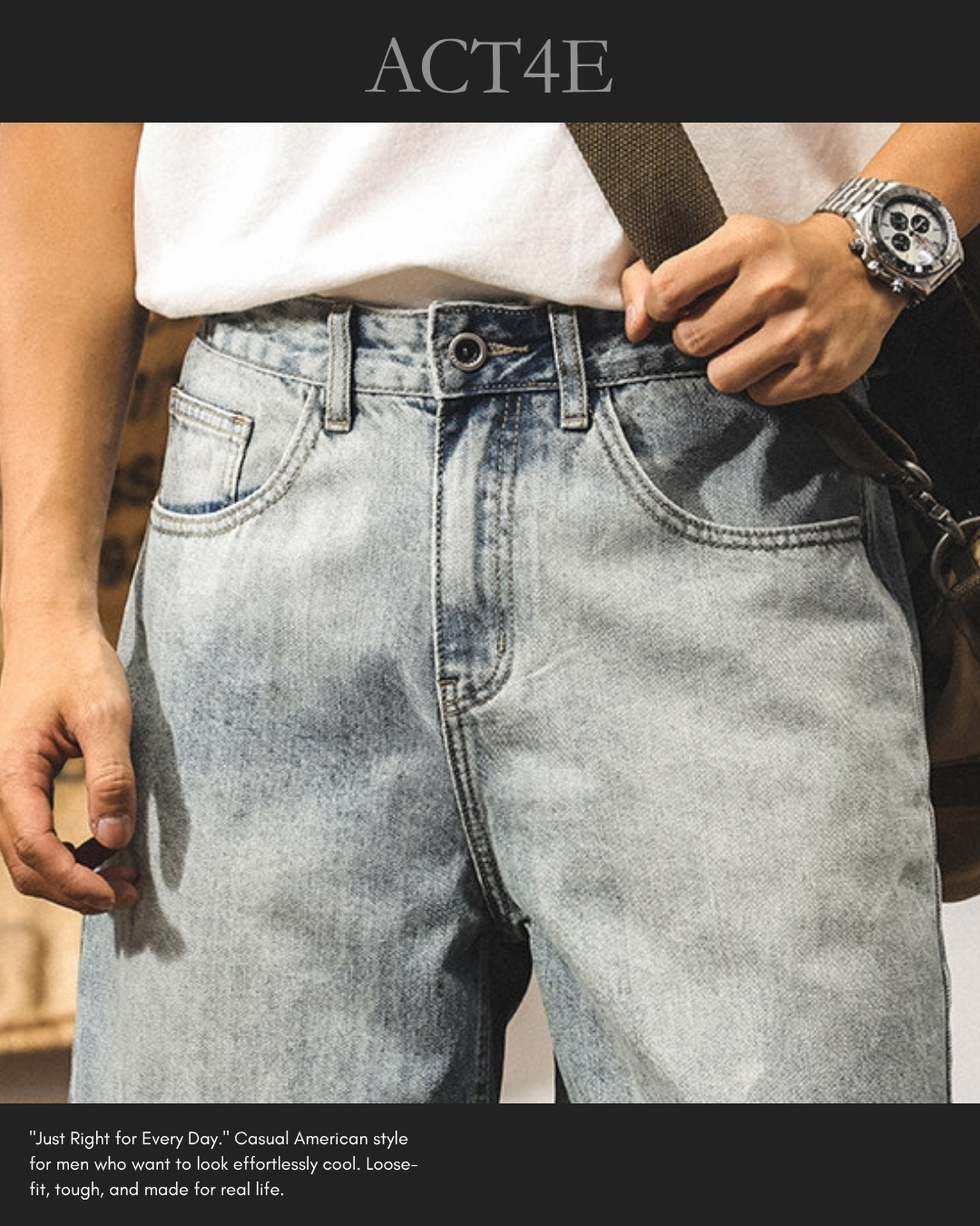 washed straight denim shorts 【ACT0174】