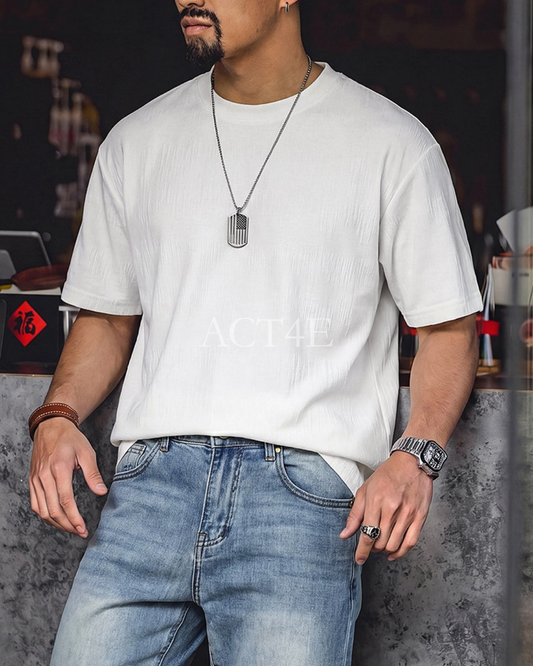 Casual Relaxed Textured Waffle T-Shirt 2color 【ACT0109】
