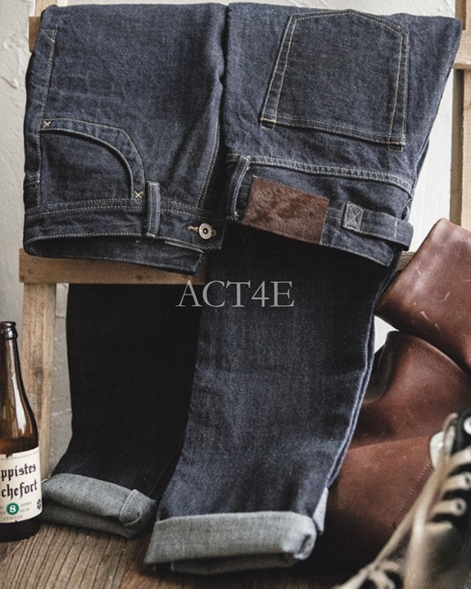 selvedge straight-leg denim pants 【ACT0142】