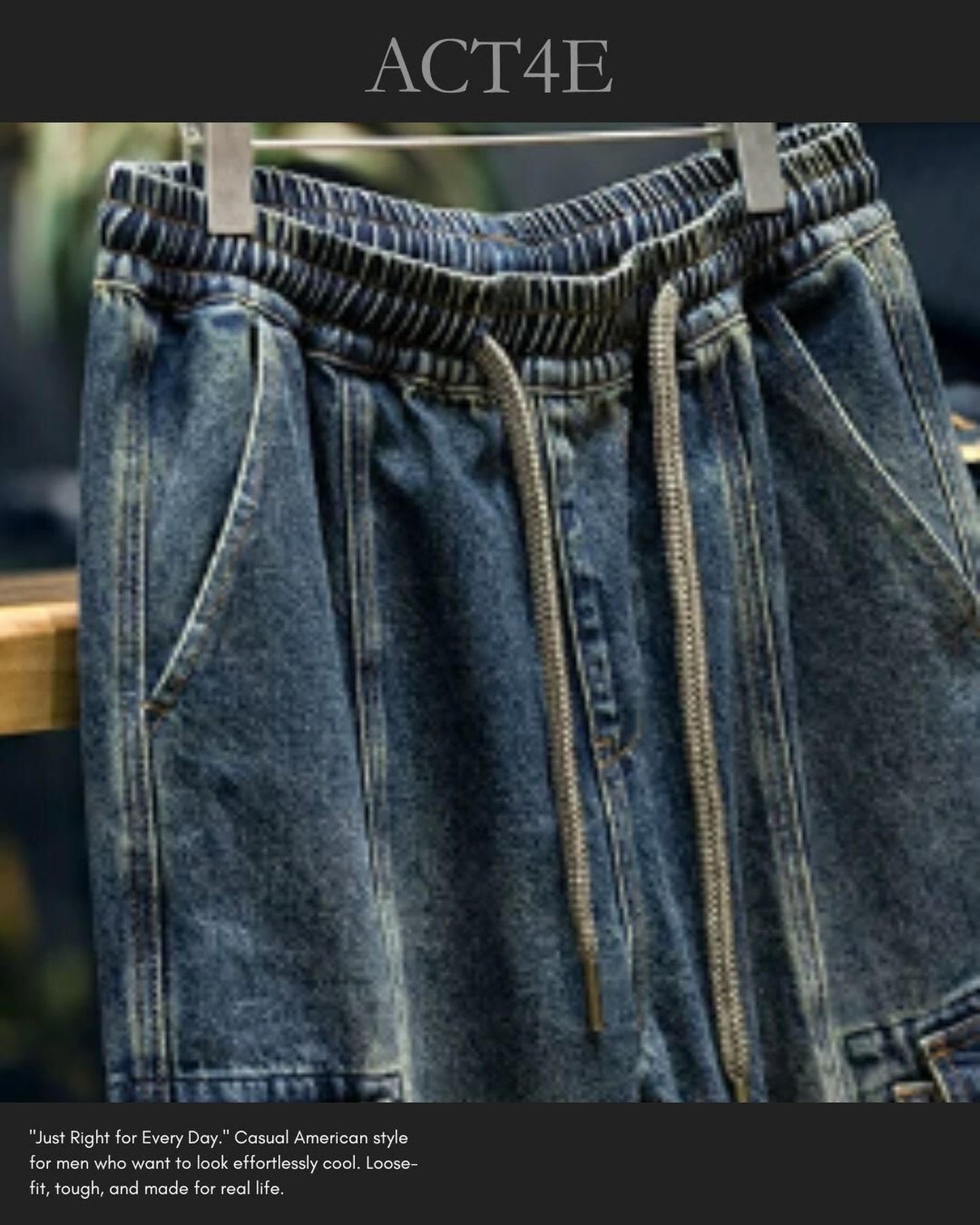 zip pocket cargo denim pants 【ACT0017】