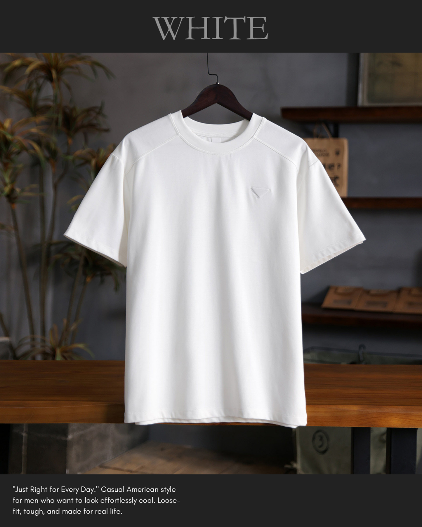 Embossed triangle logo casual t-shirt 2color 【ACT0067】