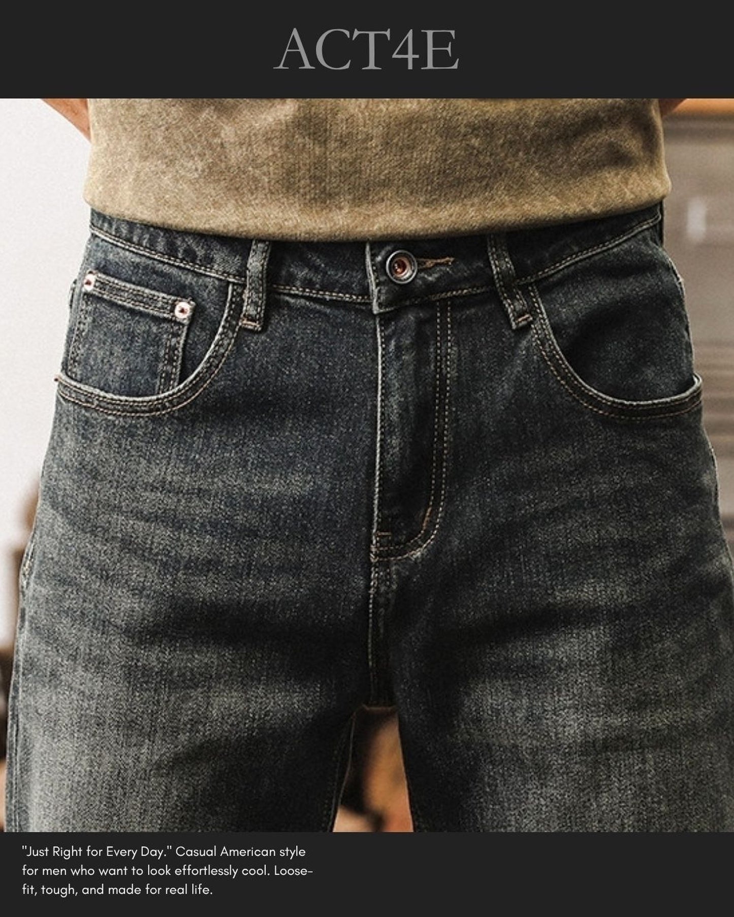 vintage relaxed straight denim pants 【ACT0200】