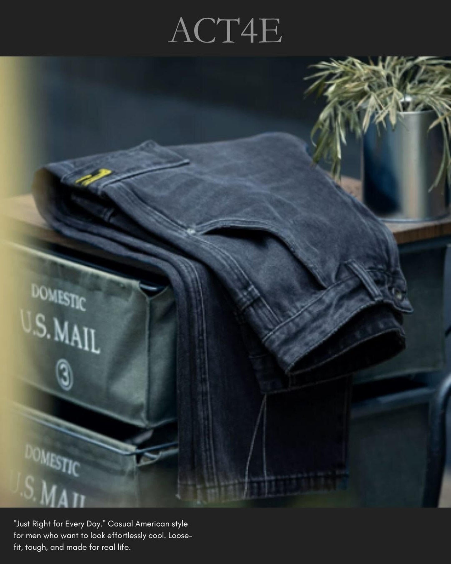 patch pocket wide denim cargo pants 【ACT0006】