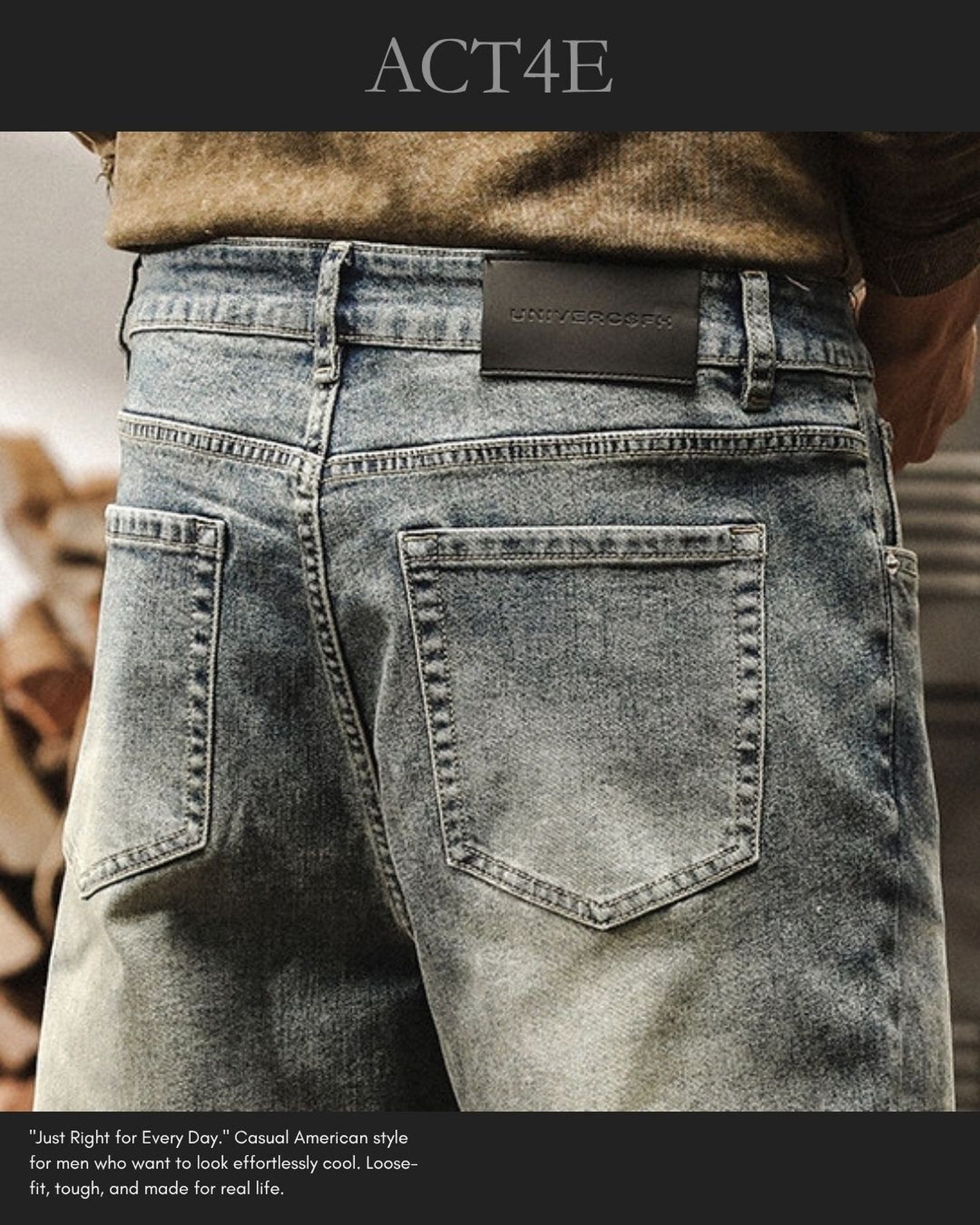 classic damage wash straight denim pants 3colors 【ACT0194】