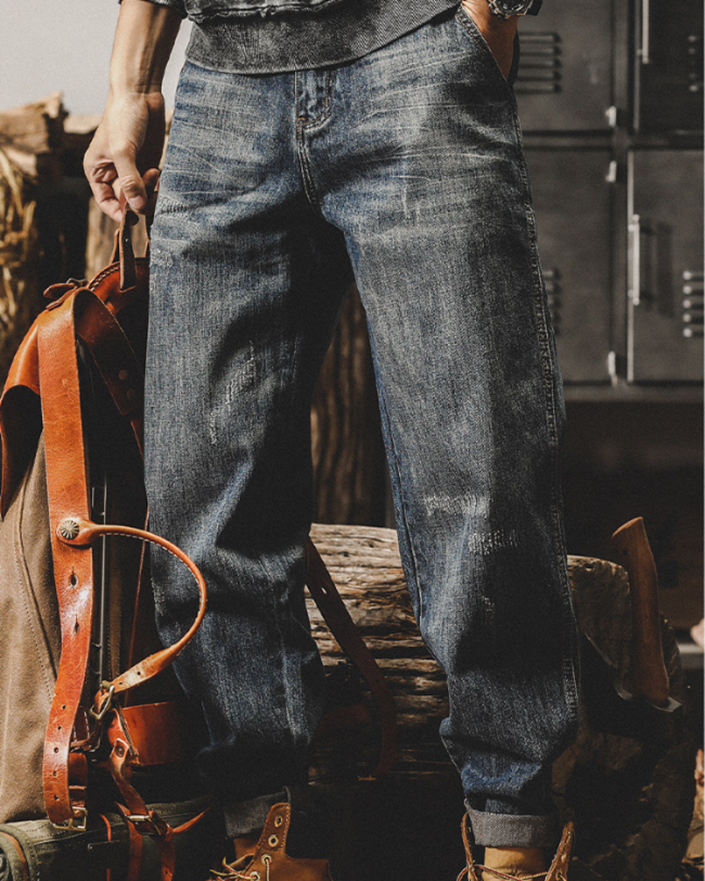heavy weight tapered denim pants 【ACT0191】