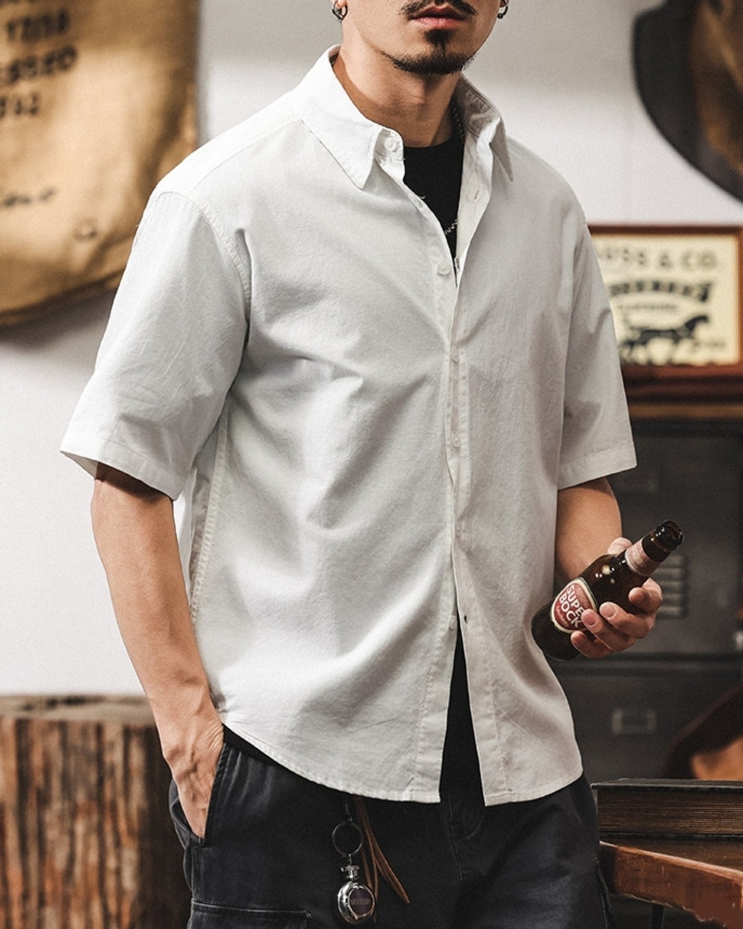 vintage casual short sleeve shirt 3color 【ACT0242】