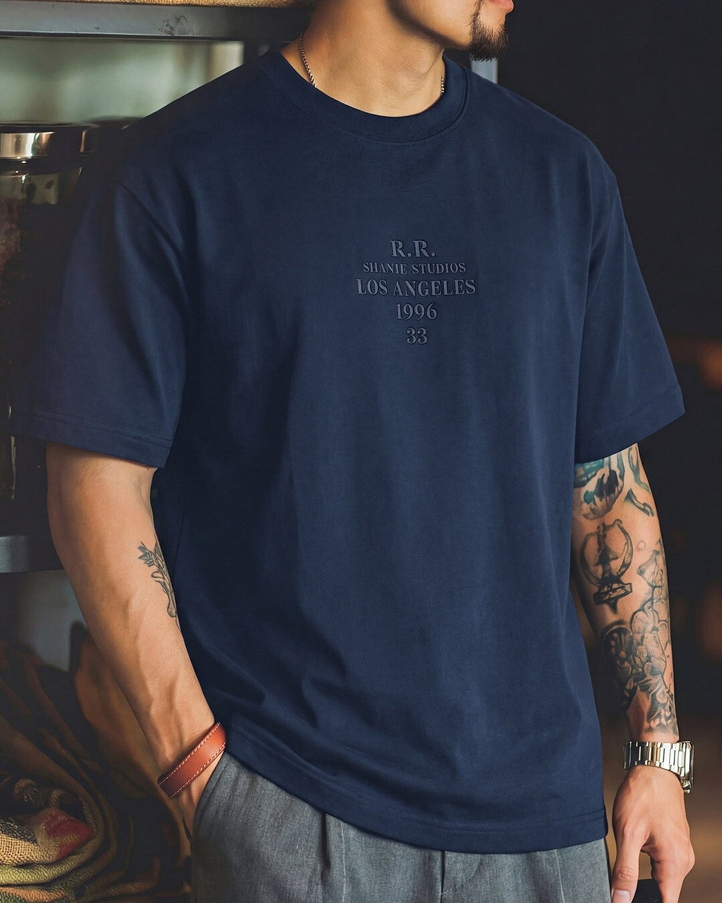 Casual Relaxed Lettering Embroidered T-Shirt 2color 【ACT0121】