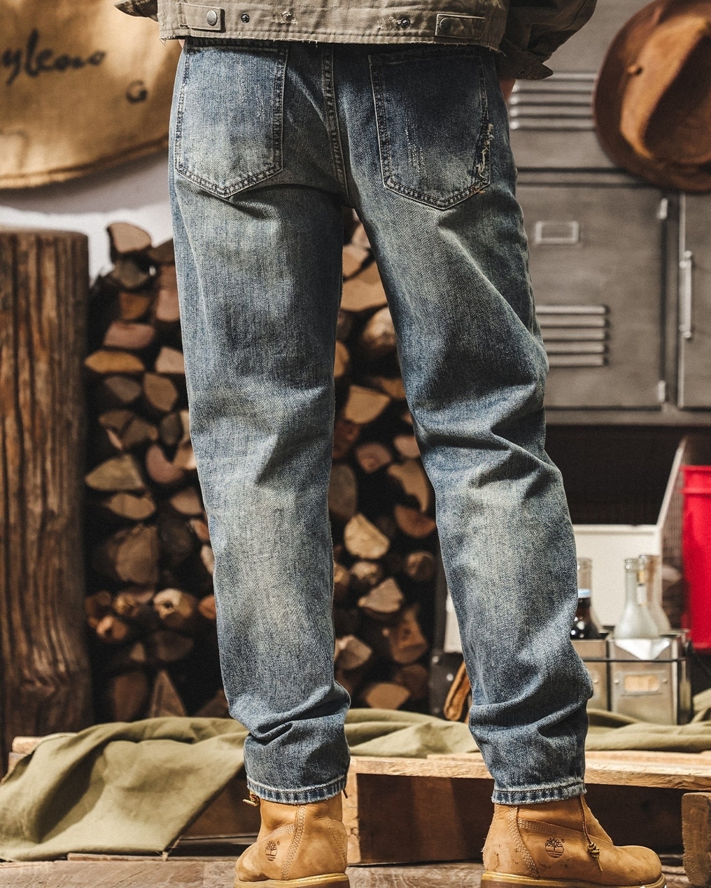 damage detail loose tapered denim pants 【ACT0221】