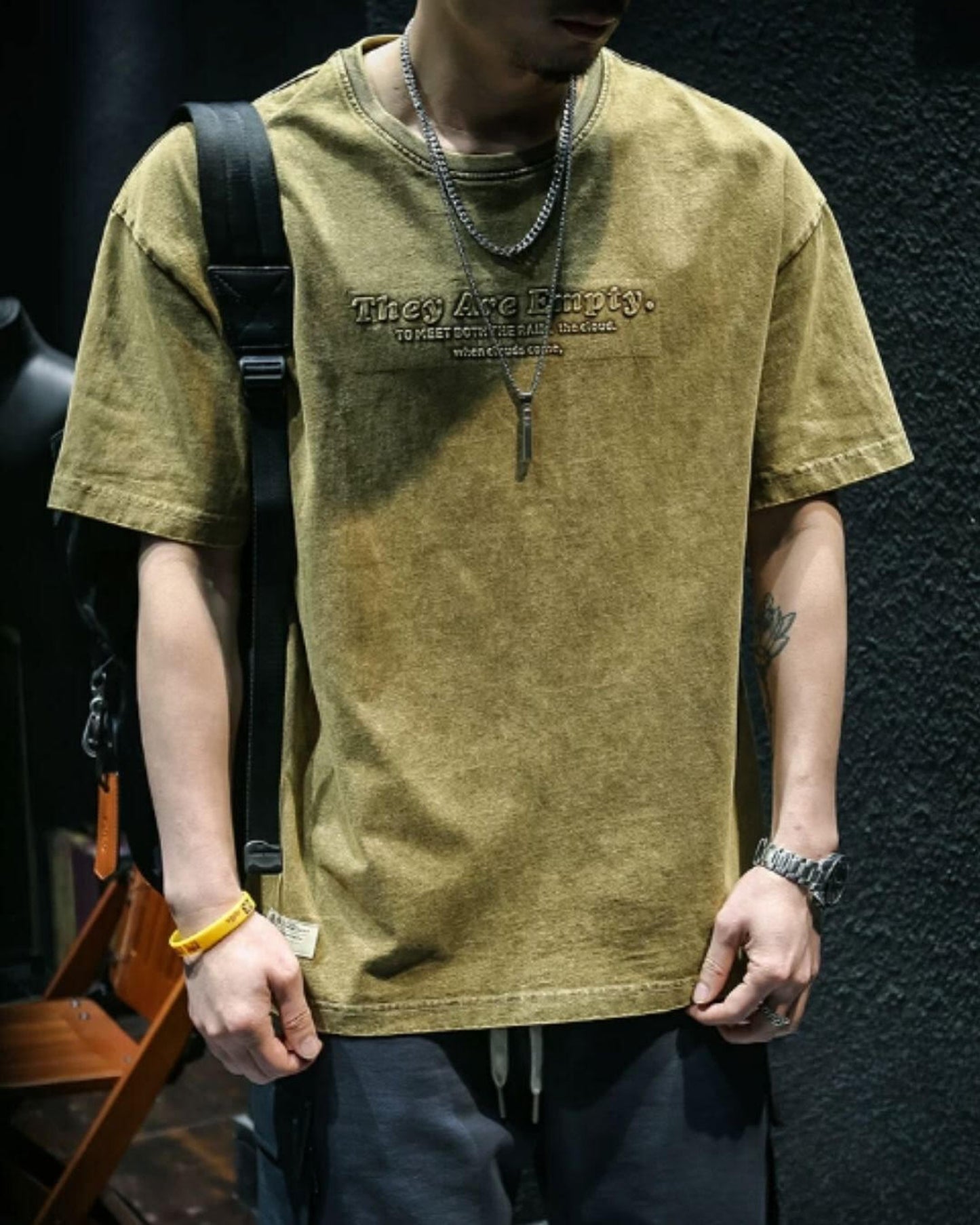 embroidered logo short sleeve oversized t-shirt 2color 【ACT0050】