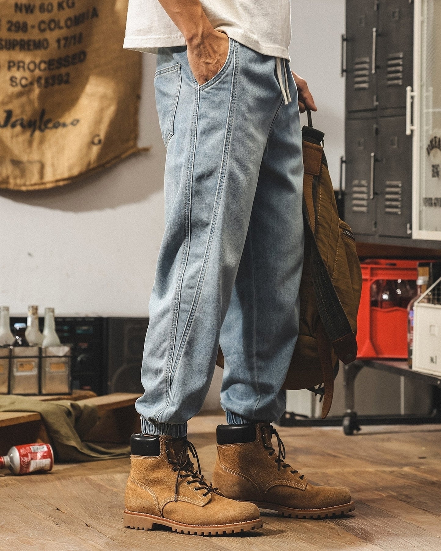loose drawstring jogger denim pants 2colors 【ACT0188】