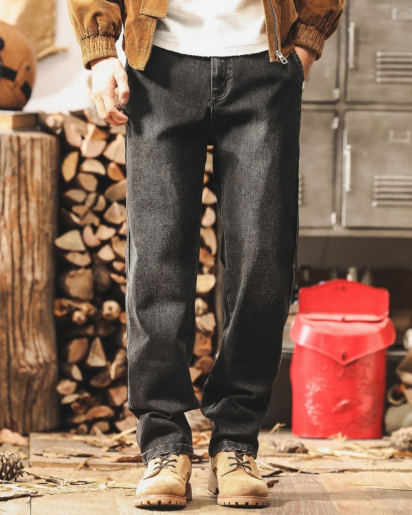 side stripe relax straight denim pants 3color 【ACT0212】