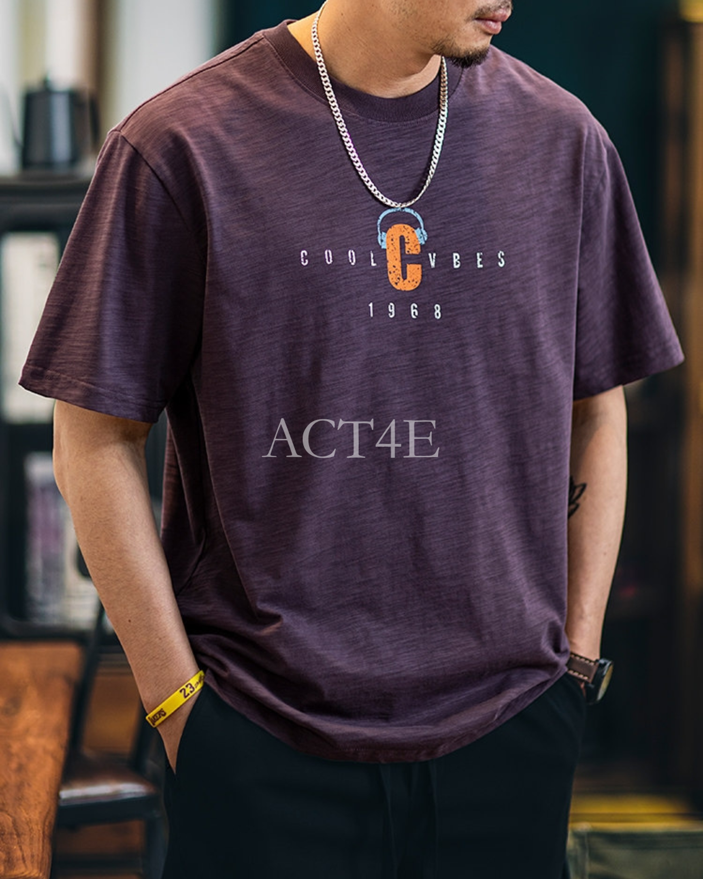 vintage print short sleeve t-shirt 3color 【ACT0156】
