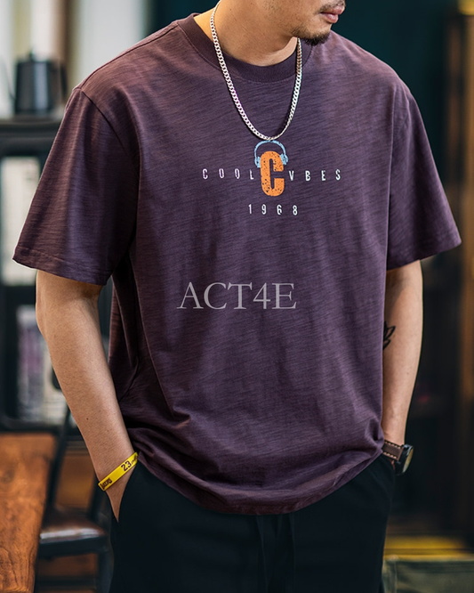 vintage print short sleeve t-shirt 3color 【ACT0156】