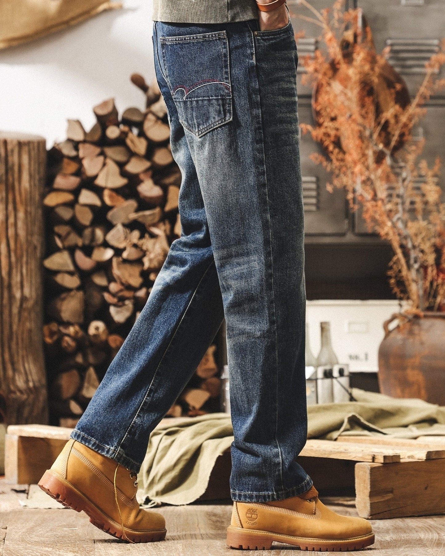 washed straight denim pants 【ACT0173】