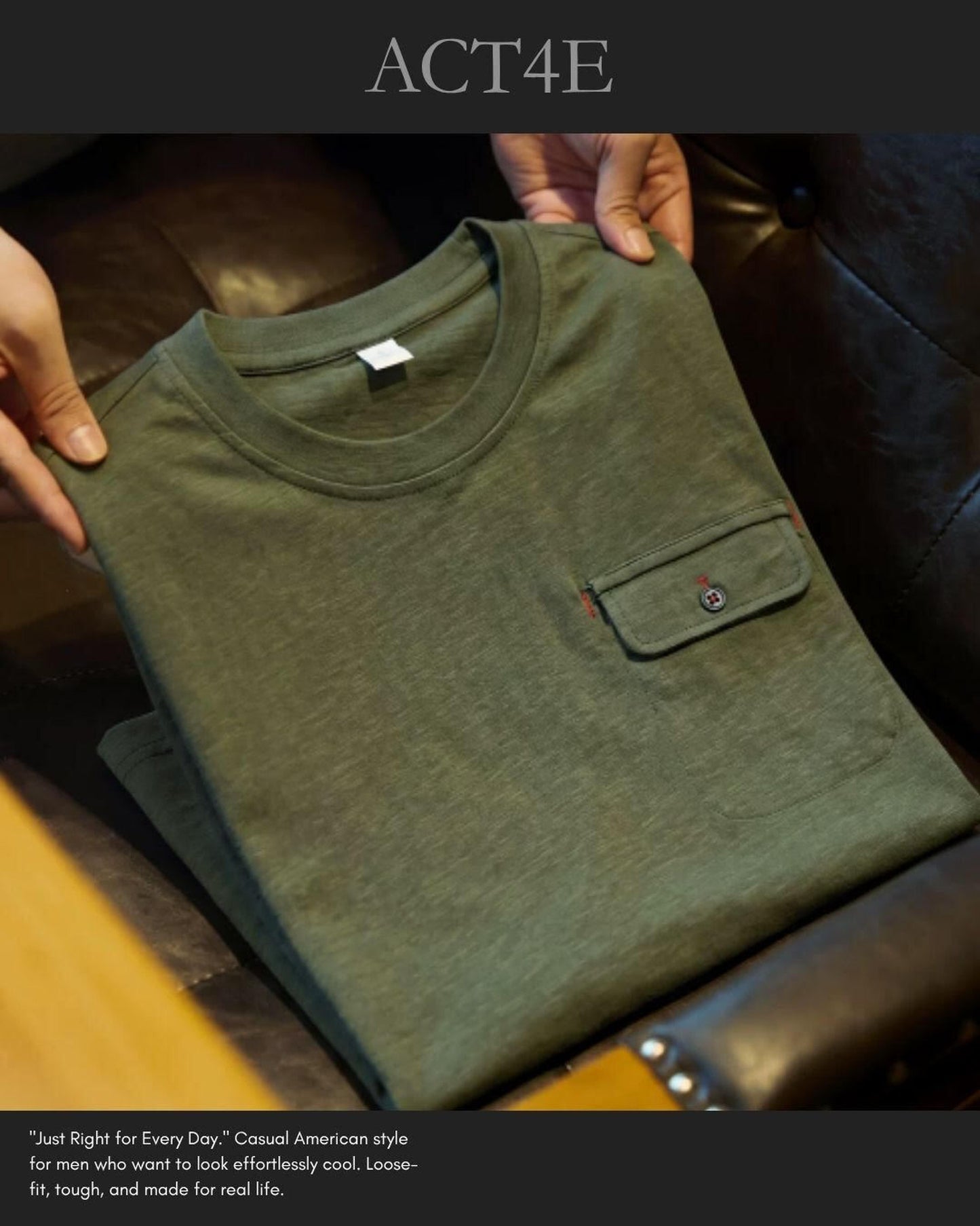 chest pocket button t-shirt 【ACT0039】