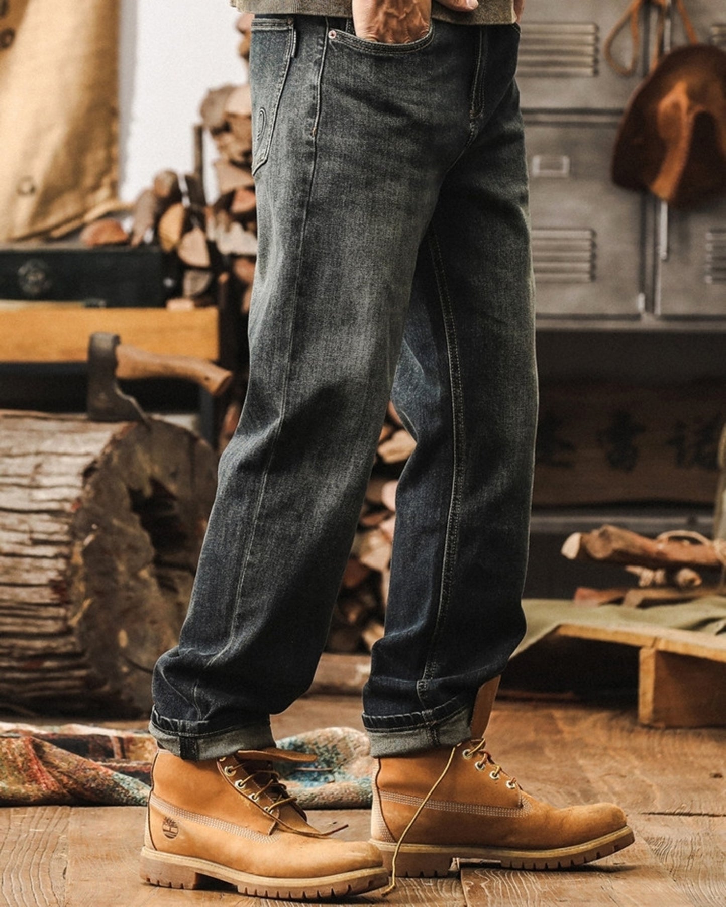 vintage relaxed straight denim pants 【ACT0200】