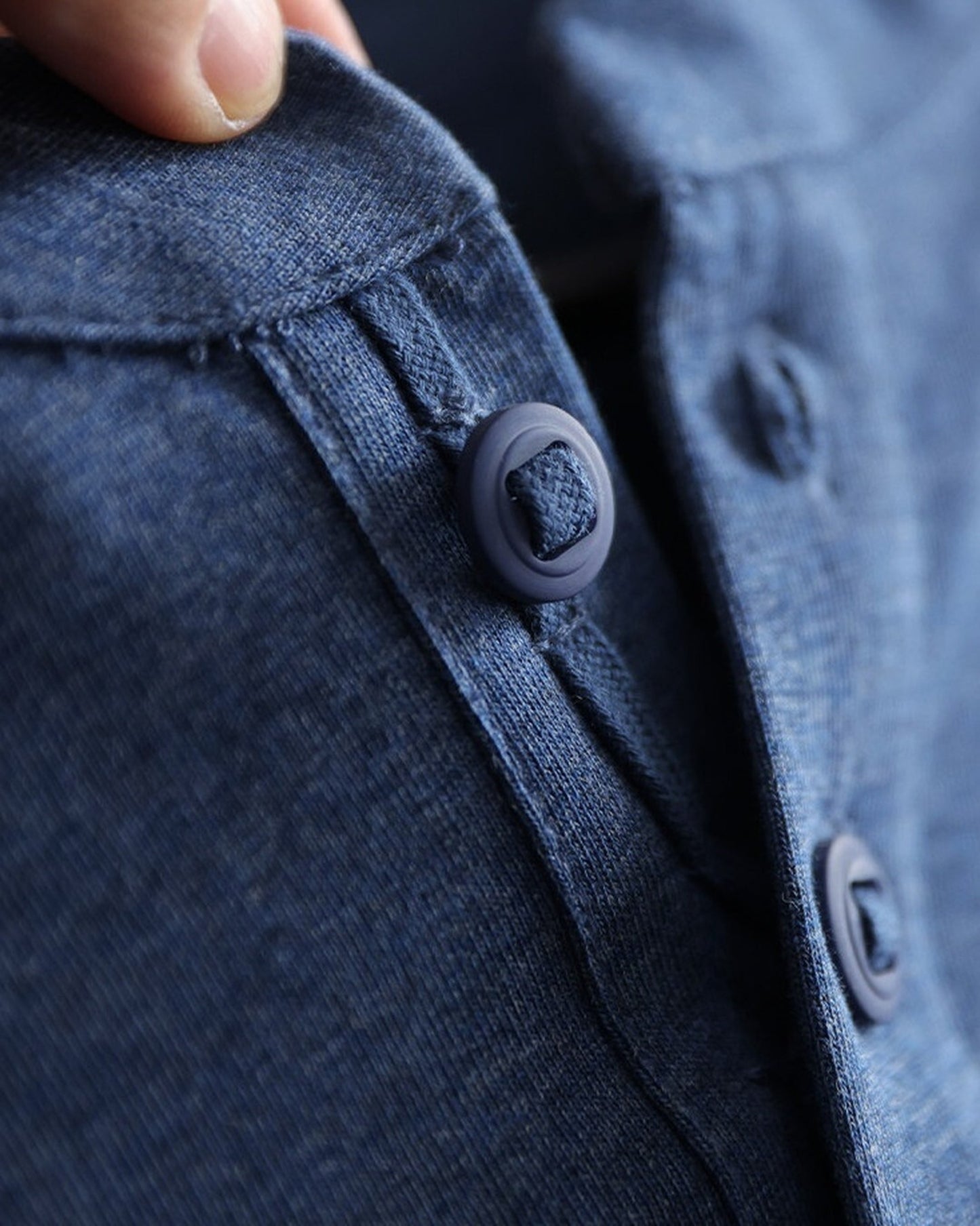 Short-Sleeve Cotton Henley-Neck Loose Casual T-Shirt 2color 【ACT0125】