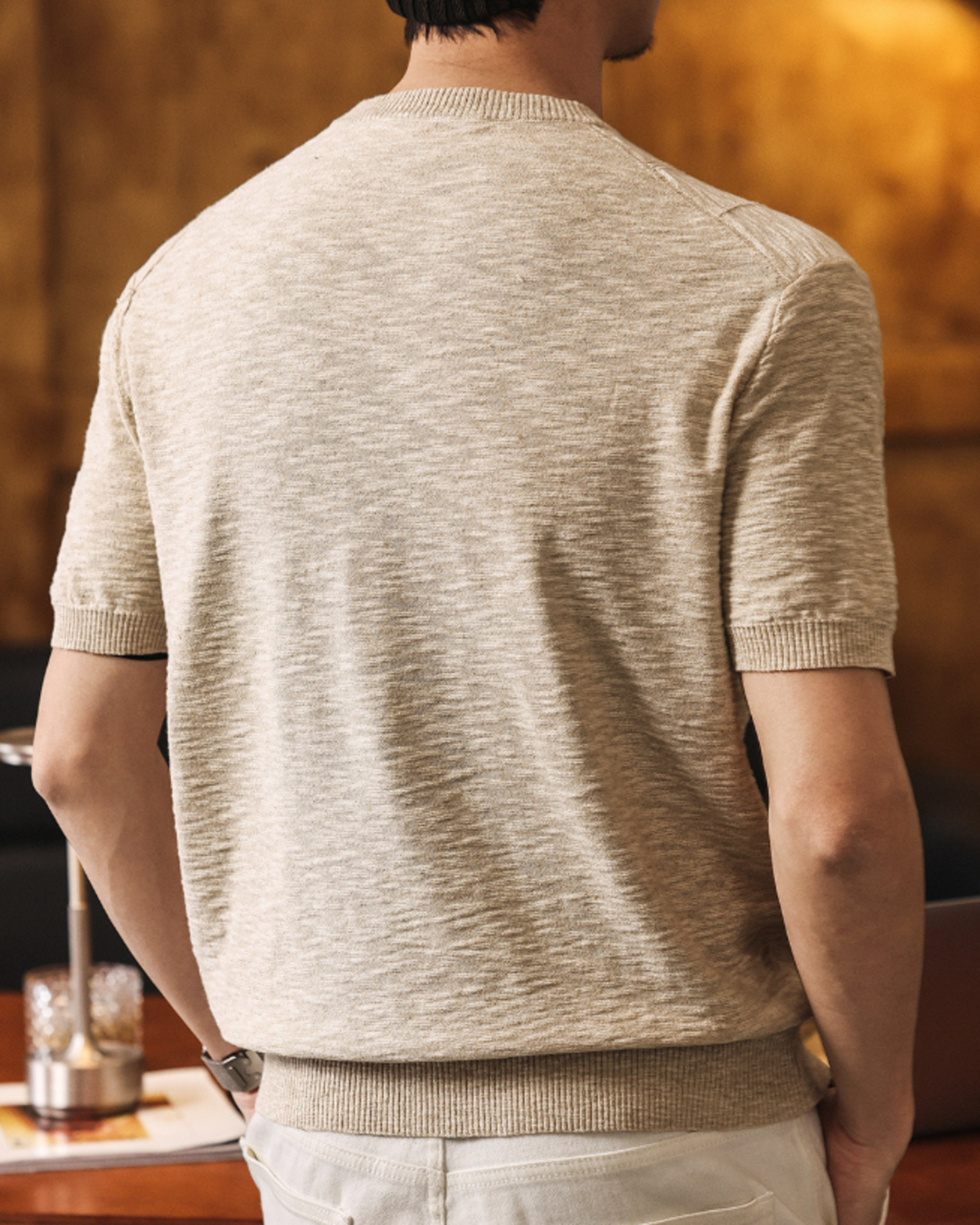 vertical stripe linen blend knit 4color 【ACT0168】