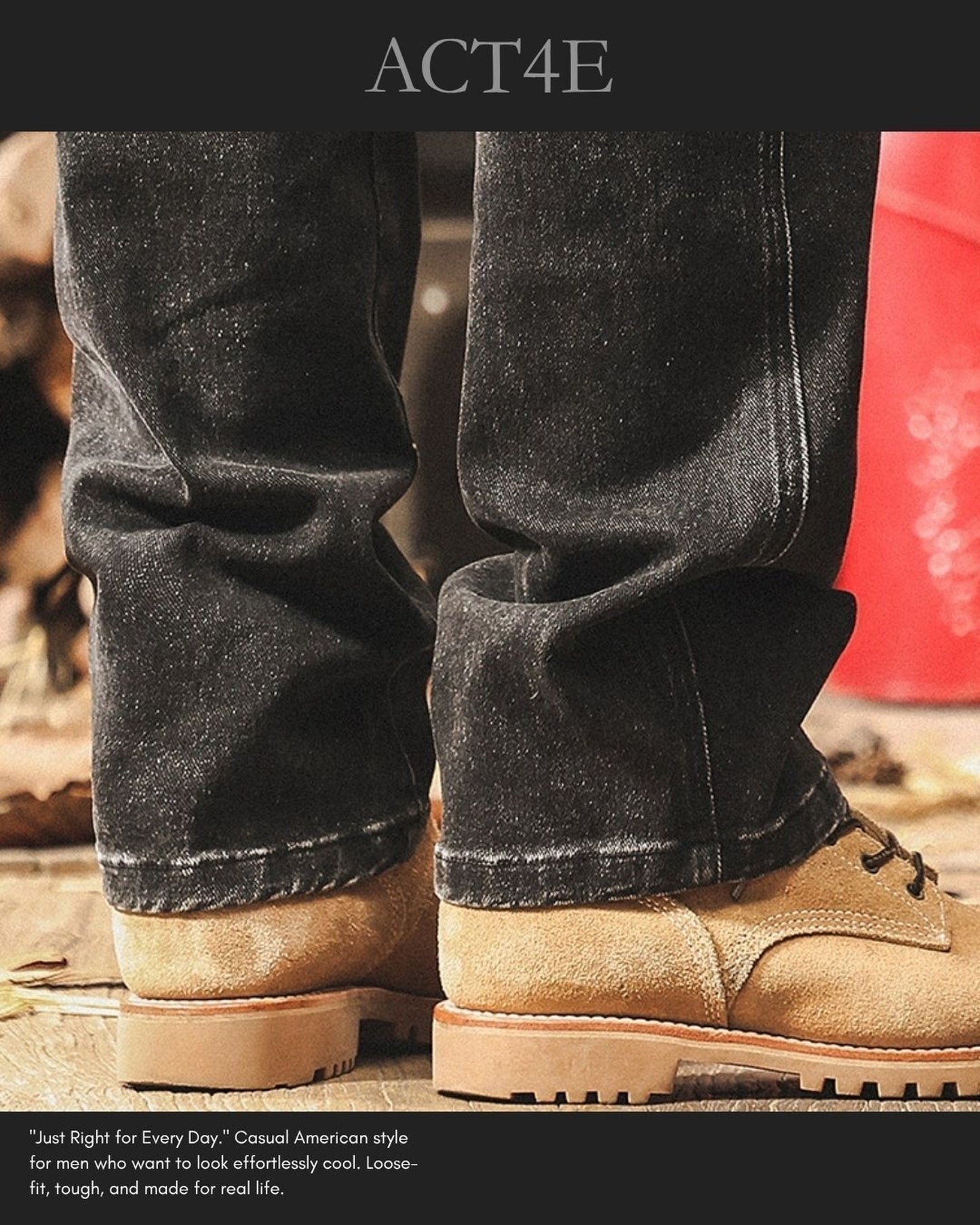 vintage stitched side corduroy straight denim pants 2color 【ACT0209】