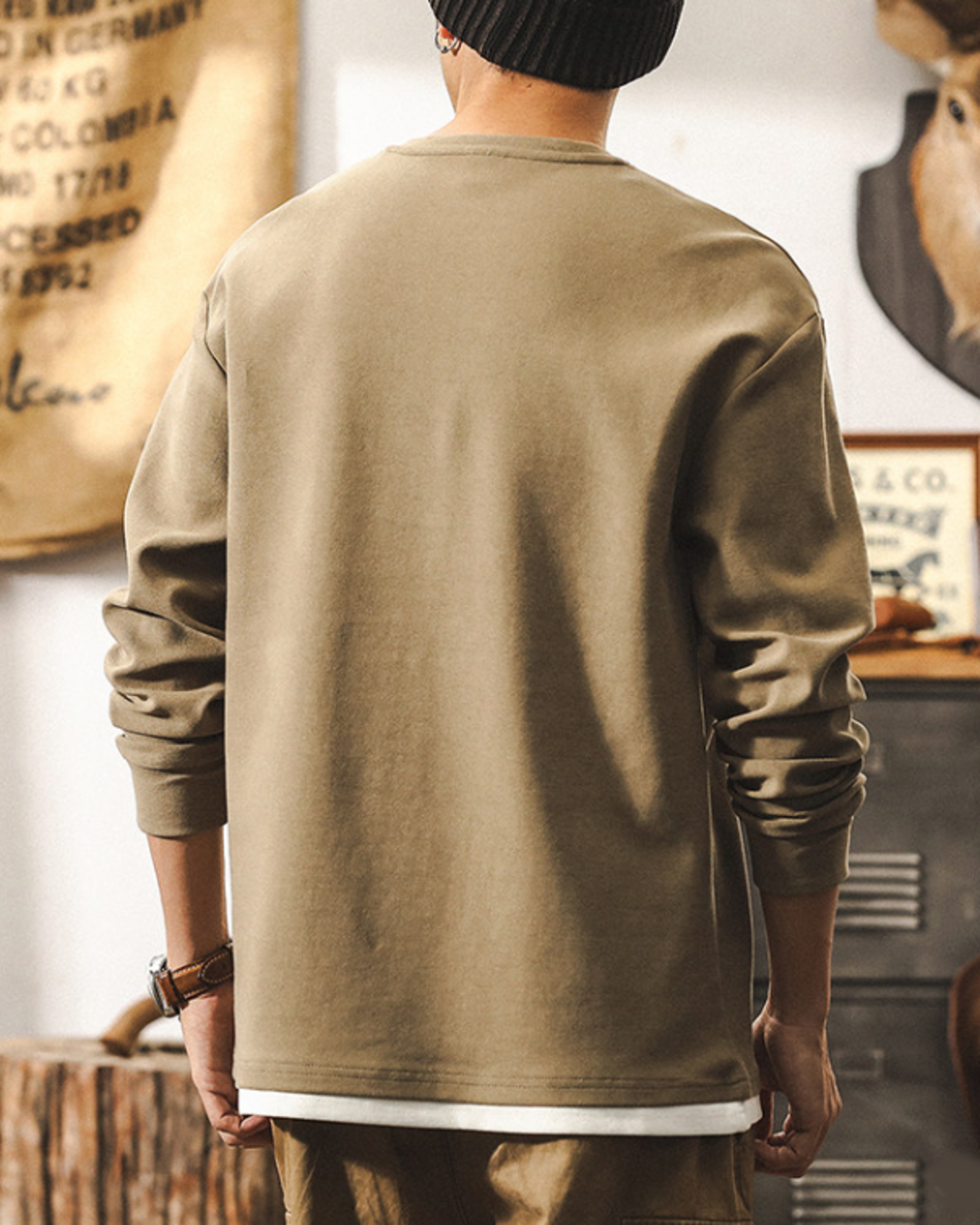 【M-4XL】layered v-neck long sleeve sweatshirt 【ACT0247】