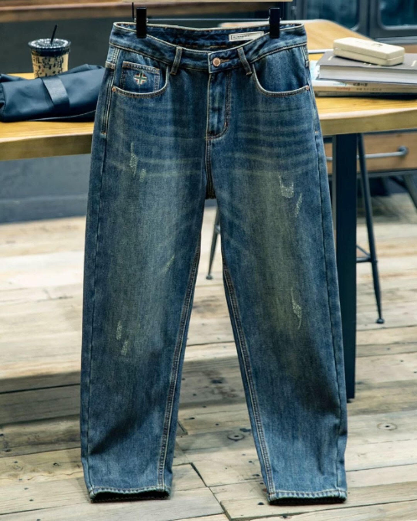 washed straight denim pants 【ACT0013】