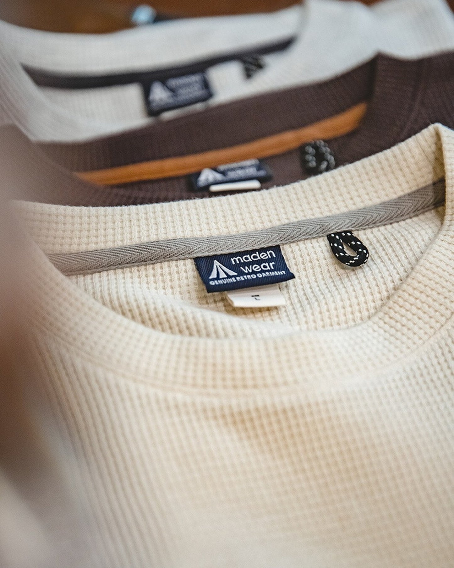 Waffle-Weave LayeredClassic Short-Sleeve T-Shirt 3color 【ACT0138】