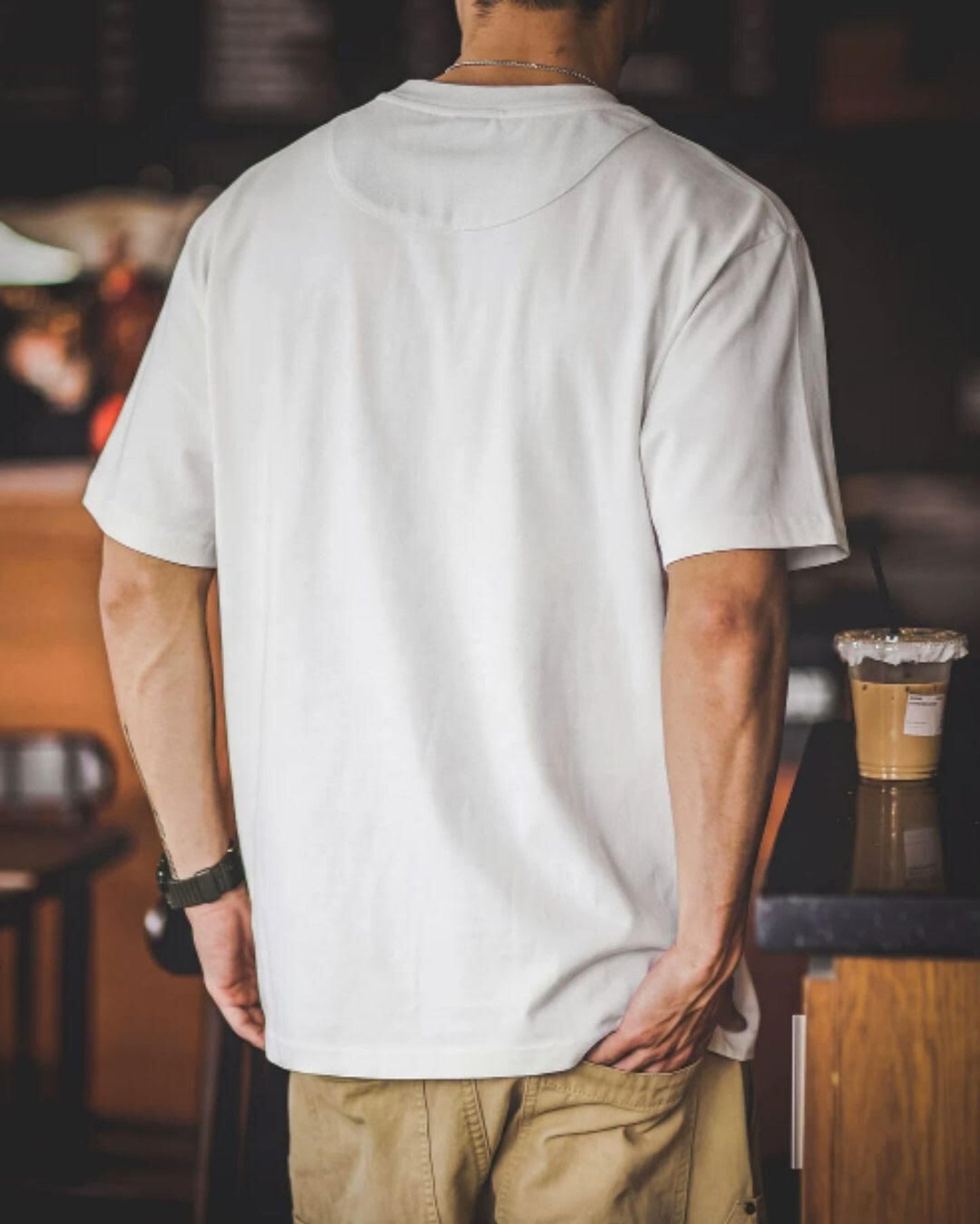 henley neck patch pocketed t-shirt 2color 【ACT0036】