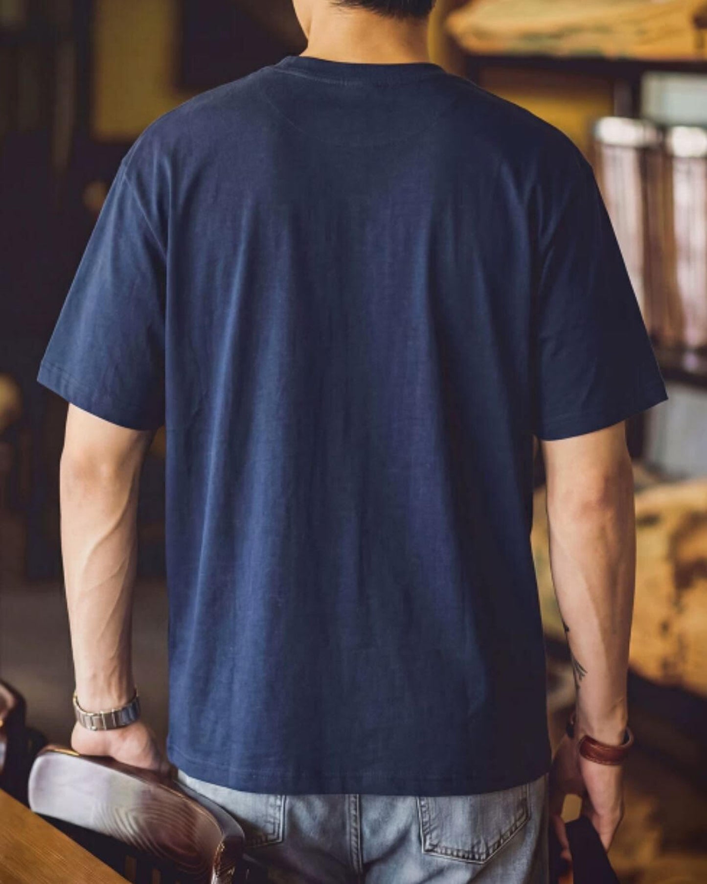 henley neck patch pocketed t-shirt 2color 【ACT0036】