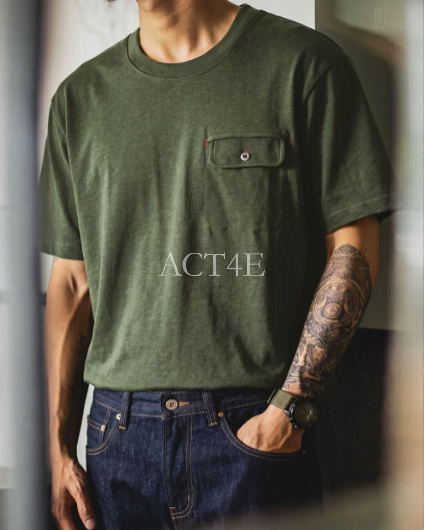 chest pocket button t-shirt 【ACT0039】