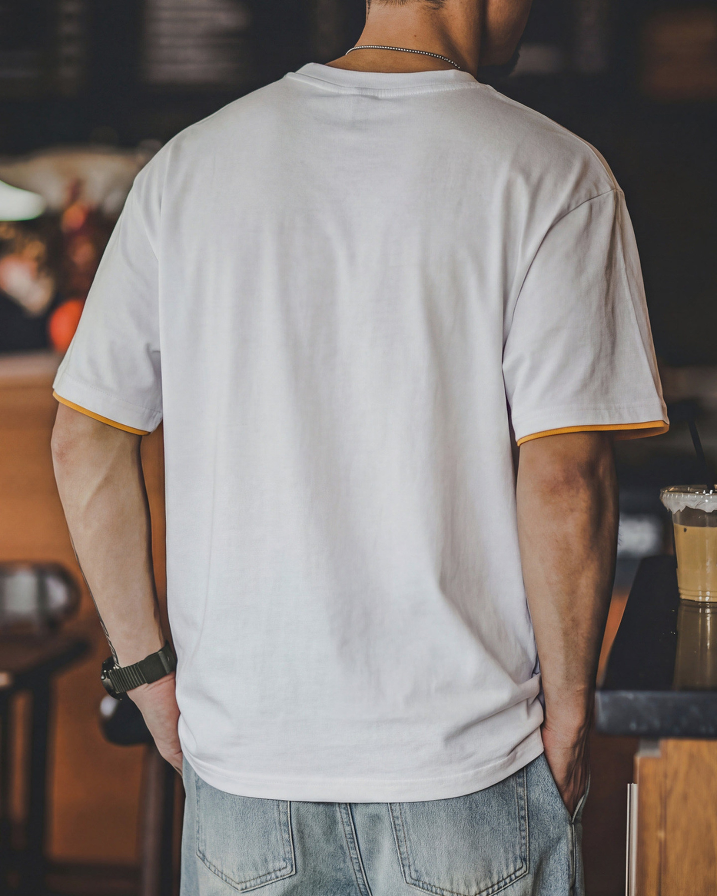 Fake-layered lettered print crew-neck t-shirt 3color 【ACT0053】