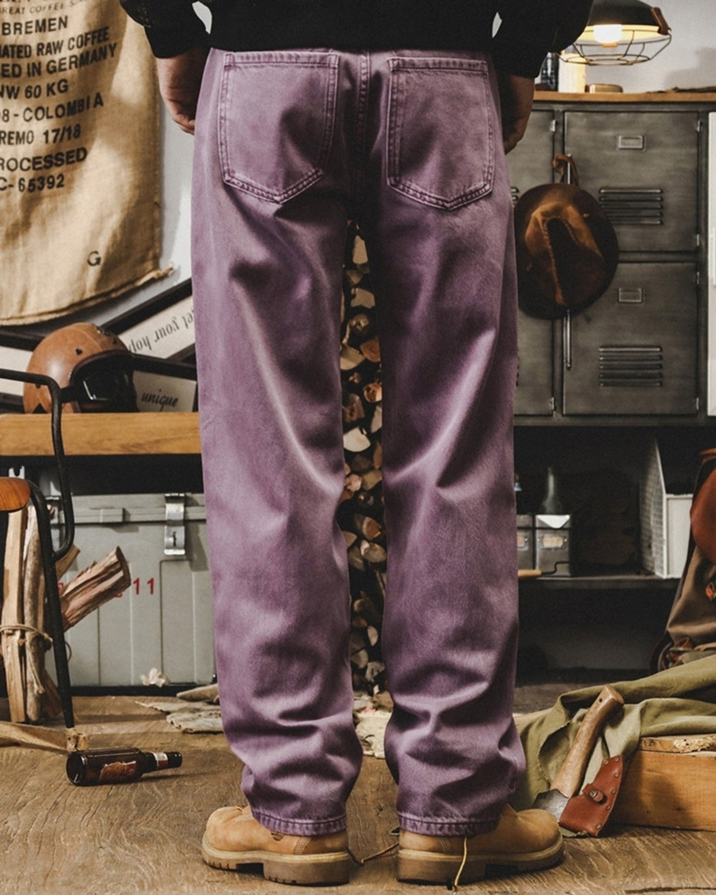 heavy weight loose straight denim pants 10color 【ACT0204】