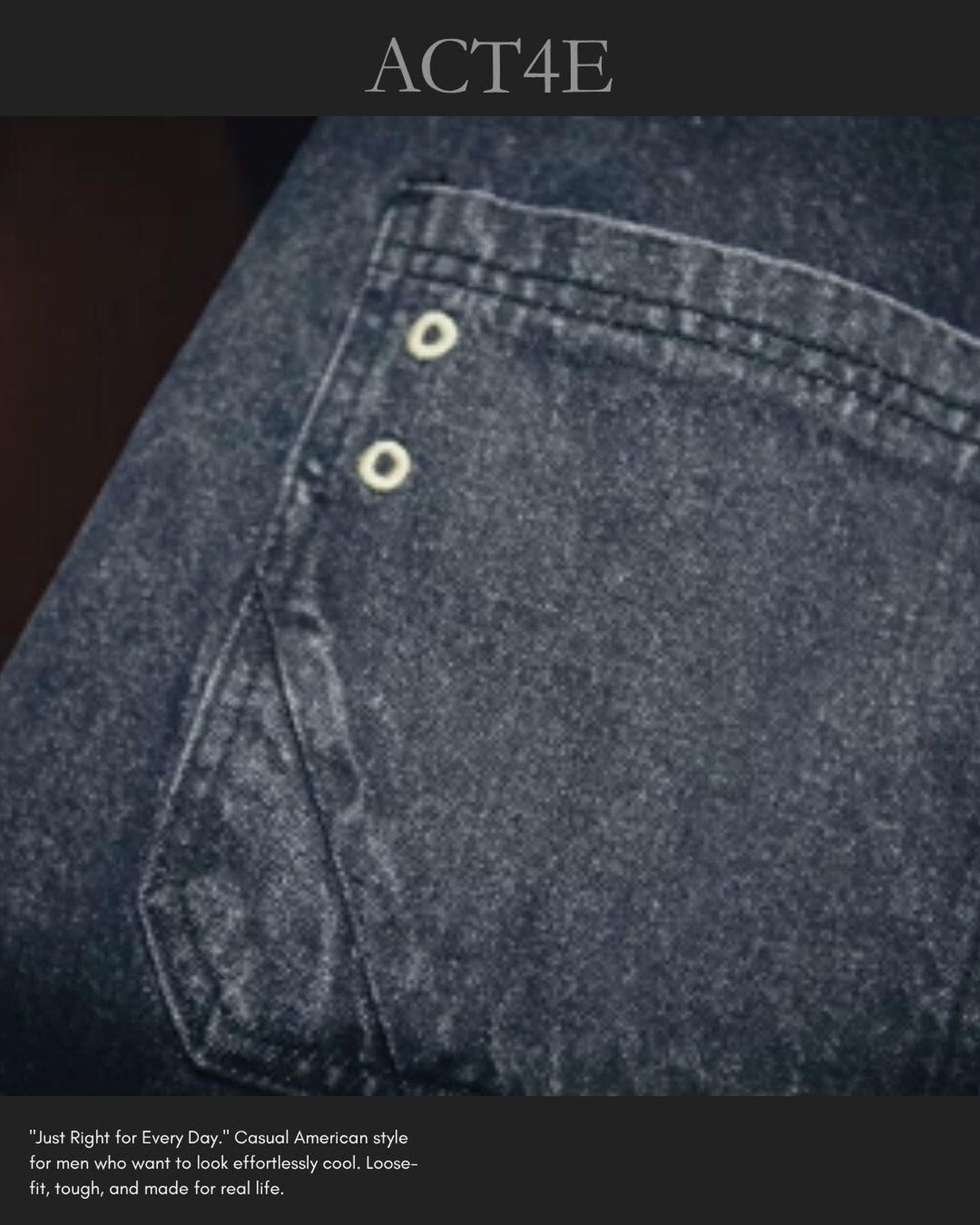 drawstring processed wide straight denim pants 【ACT0022】