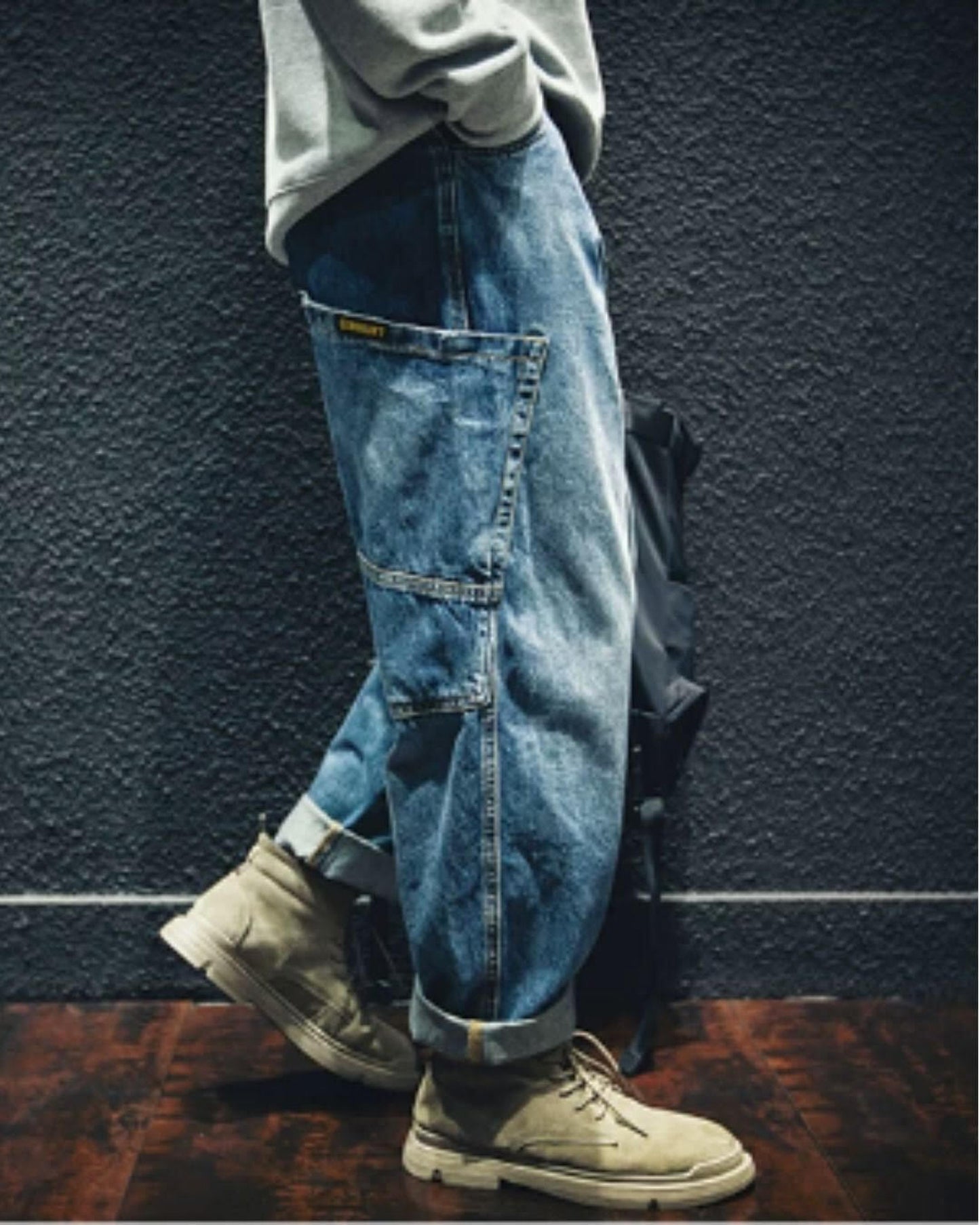 patch pocket wide denim pants 2color 【ACT0016】