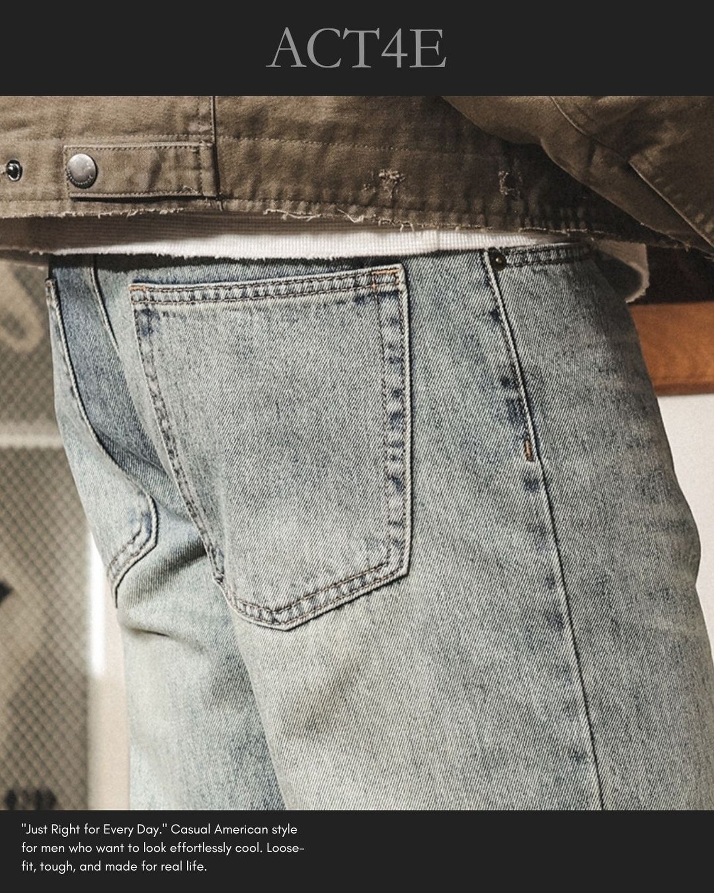 vintage wash straight denim pants 【ACT0193】
