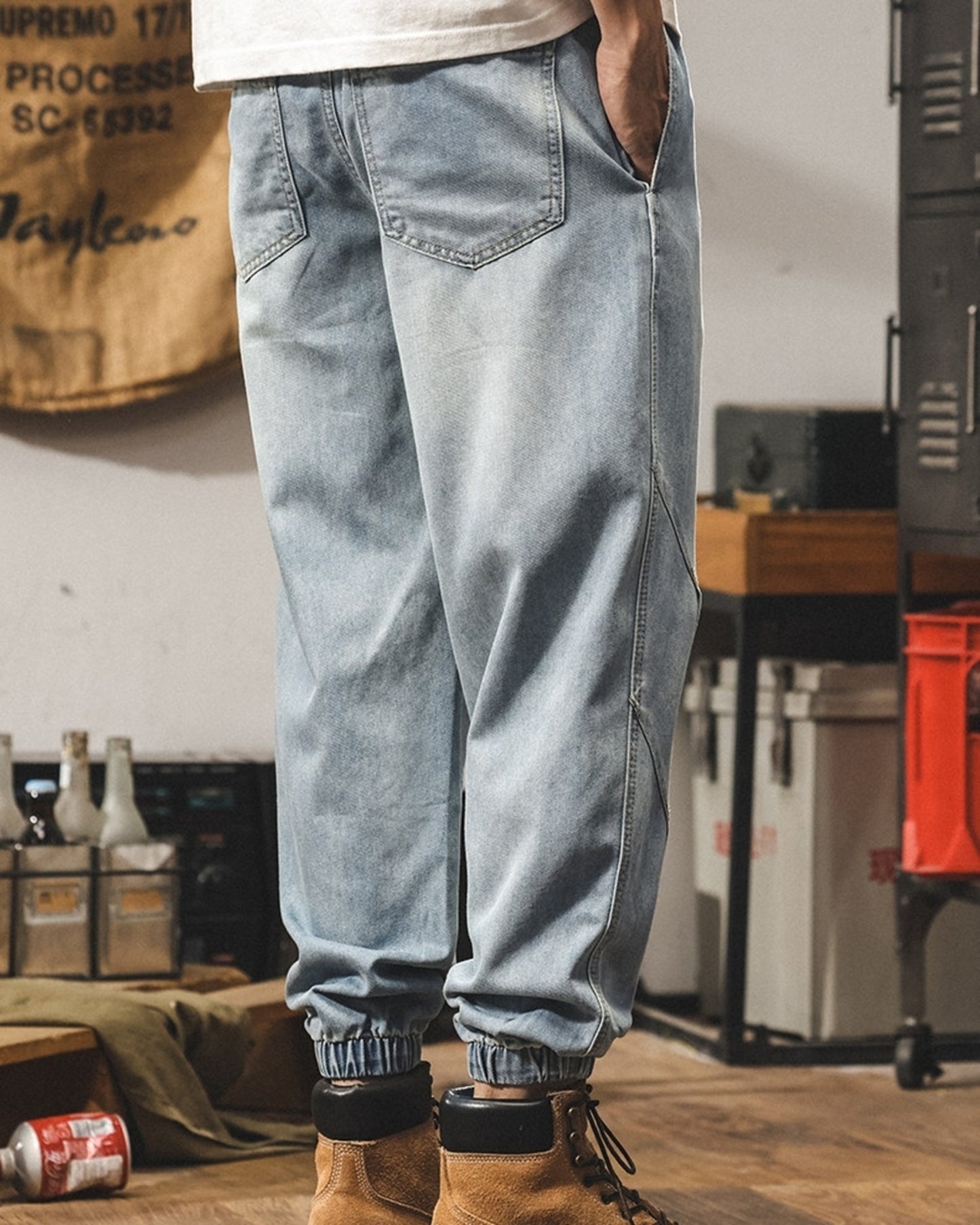 loose drawstring jogger denim pants 2color 【ACT0184】